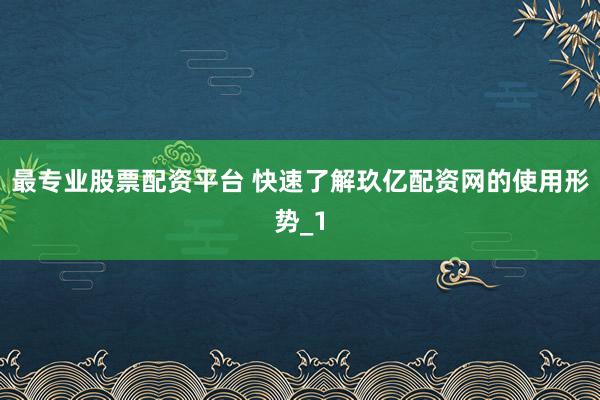 最专业股票配资平台 快速了解玖亿配资网的使用形势_1