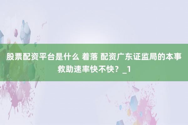 股票配资平台是什么 着落 配资广东证监局的本事救助速率快不快？_1